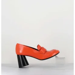 Mocassins A Talon En Cuir Orange - Ace03 Nespola