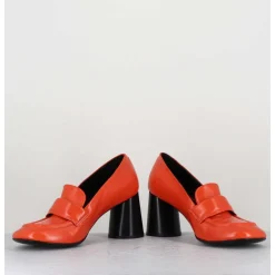 Mocassins A Talon En Cuir Orange - Ace03 Nespola