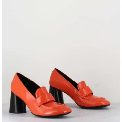 Mocassins A Talon En Cuir Orange - Ace03 Nespola