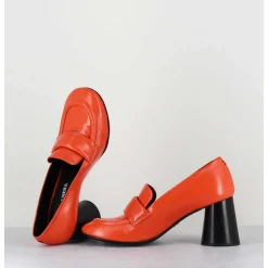 Mocassins A Talon En Cuir Orange - Ace03 Nespola