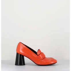 Mocassins A Talon En Cuir Orange - Ace03 Nespola