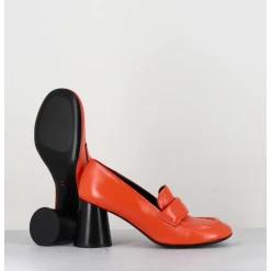 Mocassins A Talon En Cuir Orange - Ace03 Nespola
