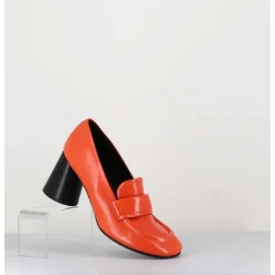Mocassins A Talon En Cuir Orange - Ace03 Nespola