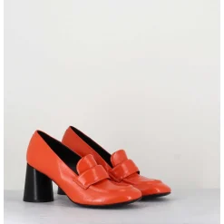 Mocassins A Talon En Cuir Orange - Ace03 Nespola