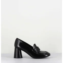 Mocassins A Talon En Cuir Noir - Ace03 Nero