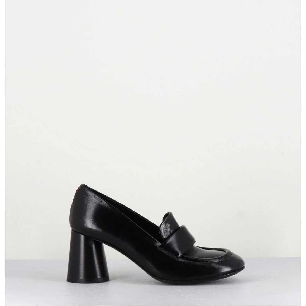 Mocassins A Talon En Cuir Noir - Ace03 Nero