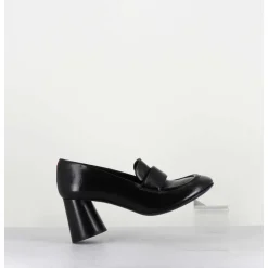 Mocassins A Talon En Cuir Noir - Ace03 Nero