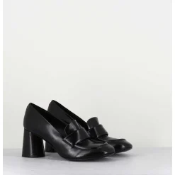 Mocassins A Talon En Cuir Noir - Ace03 Nero