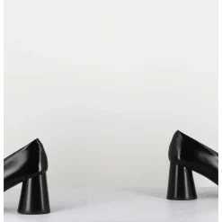 Mocassins A Talon En Cuir Noir - Ace03 Nero