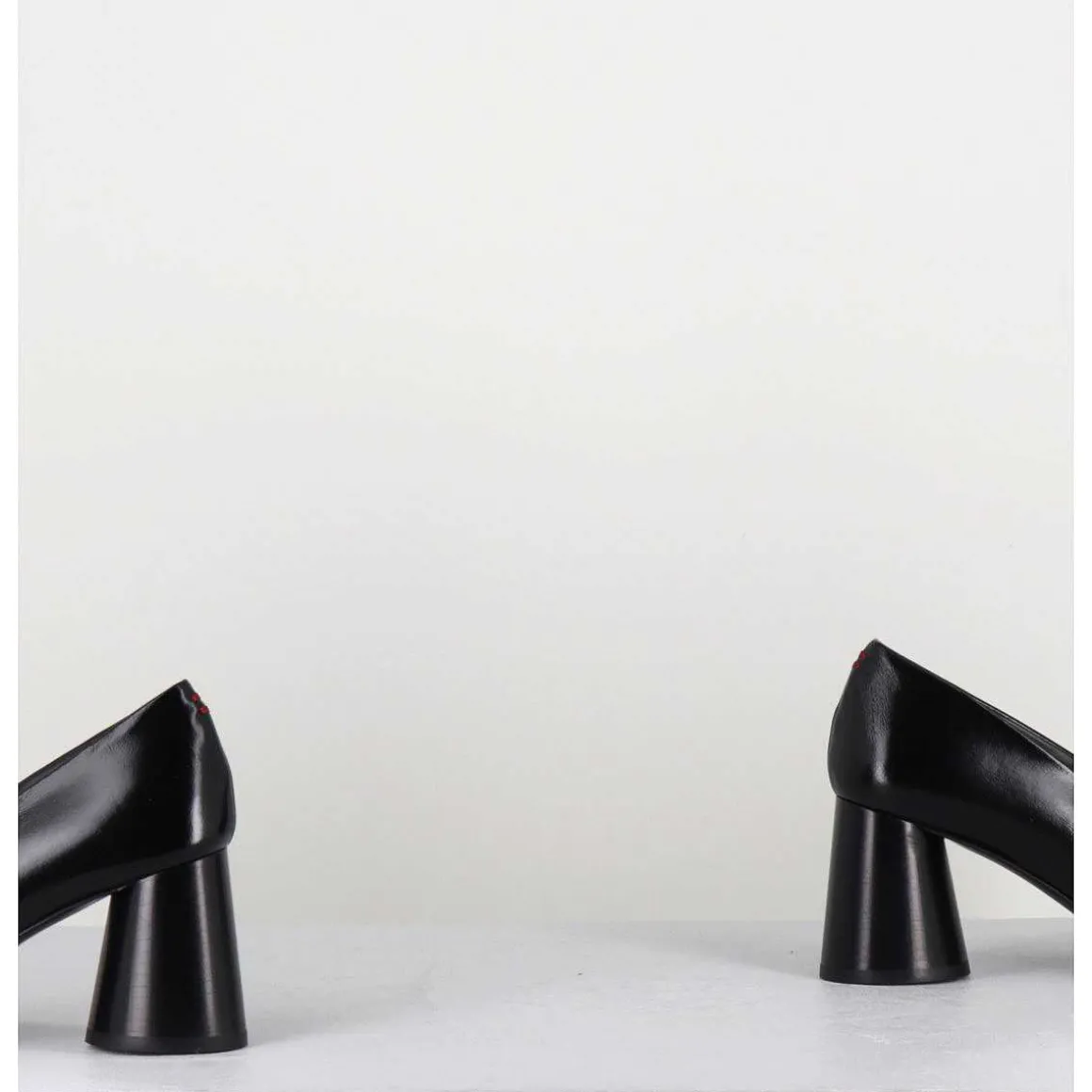 Mocassins A Talon En Cuir Noir - Ace03 Nero
