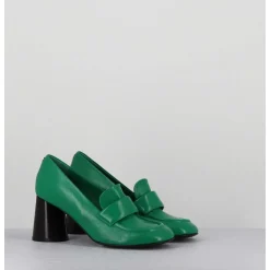 Mocassins A Talon En Cuir Souple Vert - Ace23 Glaze Mela