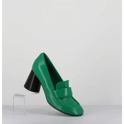Mocassins A Talon En Cuir Souple Vert - Ace23 Glaze Mela
