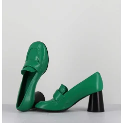 Mocassins A Talon En Cuir Souple Vert - Ace23 Glaze Mela