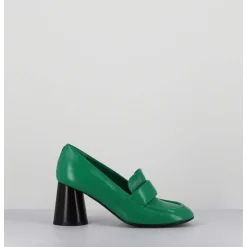 Mocassins A Talon En Cuir Souple Vert - Ace23 Glaze Mela