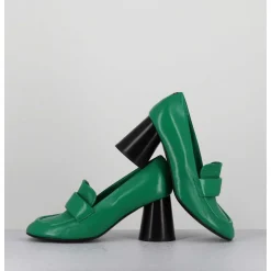 Mocassins A Talon En Cuir Souple Vert - Ace23 Glaze Mela