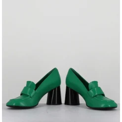 Mocassins A Talon En Cuir Souple Vert - Ace23 Glaze Mela