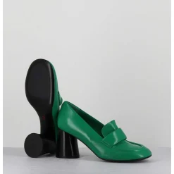 Mocassins A Talon En Cuir Souple Vert - Ace23 Glaze Mela