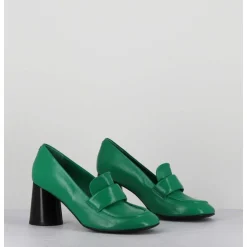 Mocassins A Talon En Cuir Souple Vert - Ace23 Glaze Mela