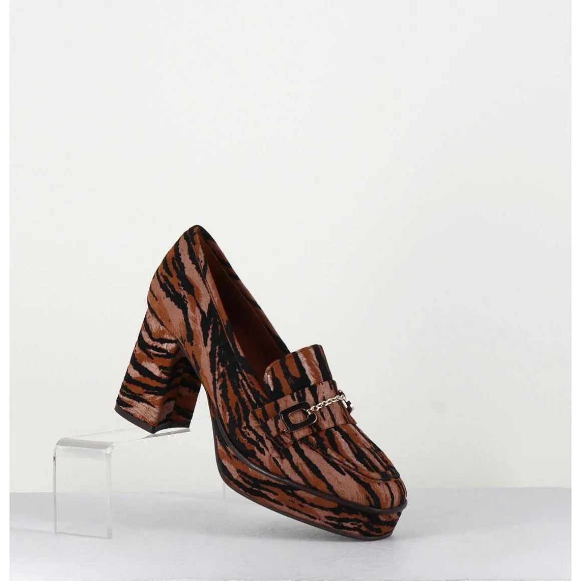 Mocassins A Talon En Cuir Velours Tigre - Bridget Tigre