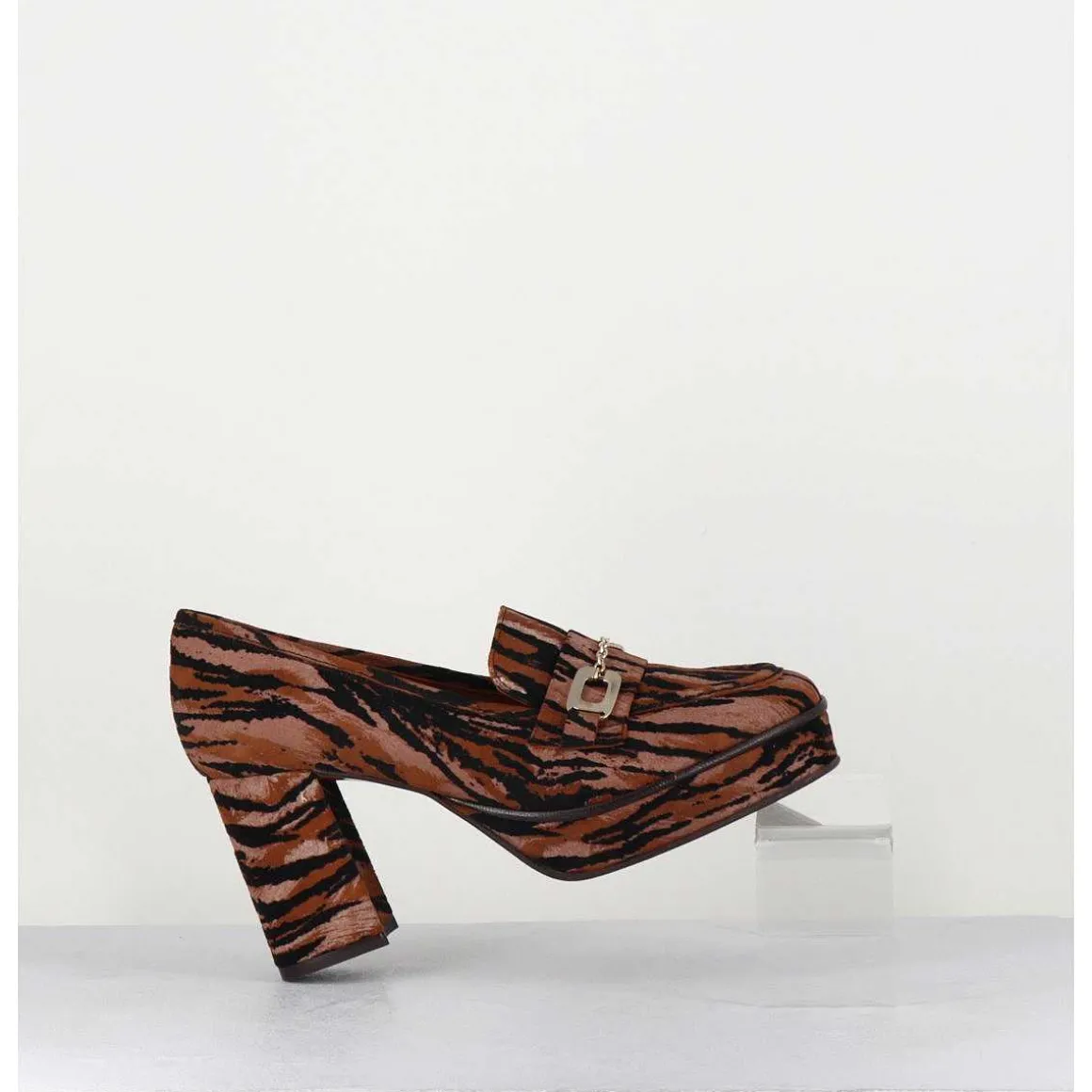 Mocassins A Talon En Cuir Velours Tigre - Bridget Tigre