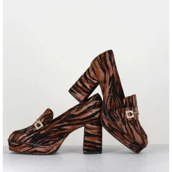 Mocassins A Talon En Cuir Velours Tigre - Bridget Tigre