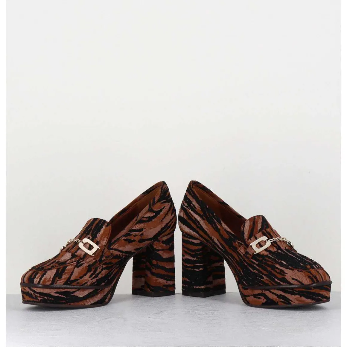 Mocassins A Talon En Cuir Velours Tigre - Bridget Tigre
