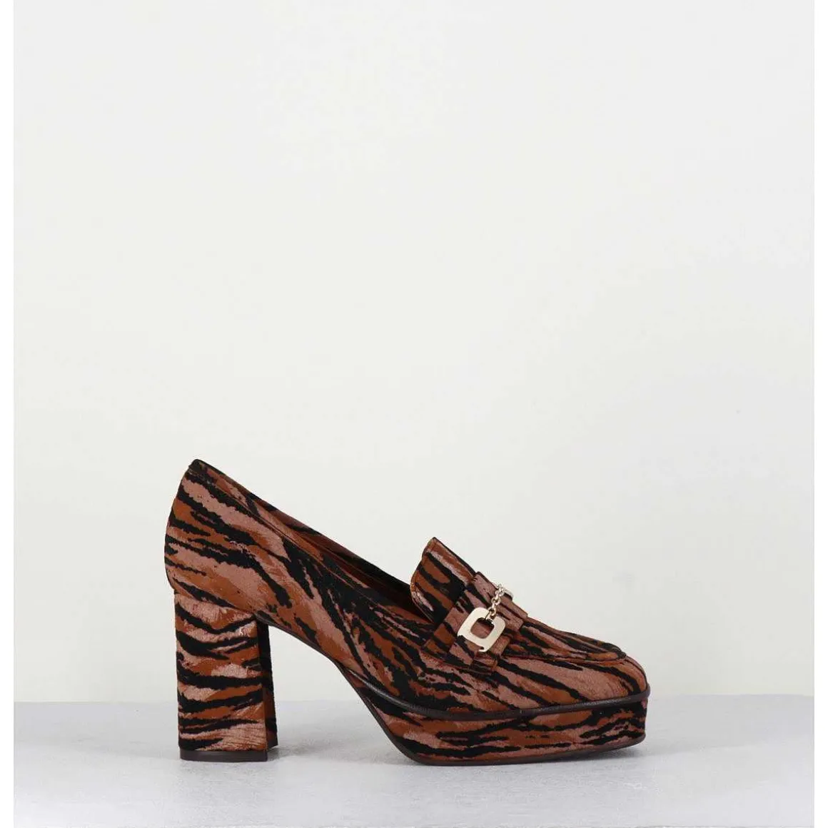 Mocassins A Talon En Cuir Velours Tigre - Bridget Tigre