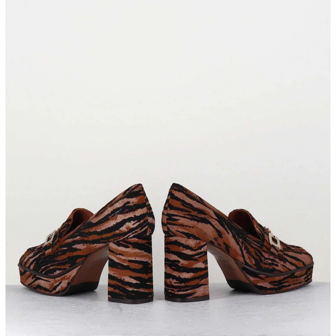 Mocassins A Talon En Cuir Velours Tigre - Bridget Tigre
