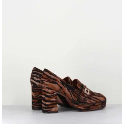 Mocassins A Talon En Cuir Velours Tigre - Bridget Tigre