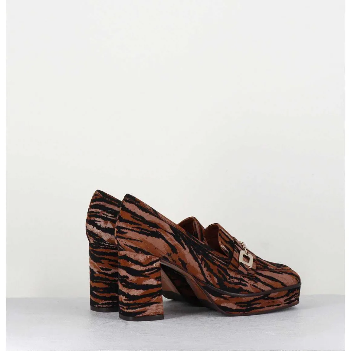 Mocassins A Talon En Cuir Velours Tigre - Bridget Tigre