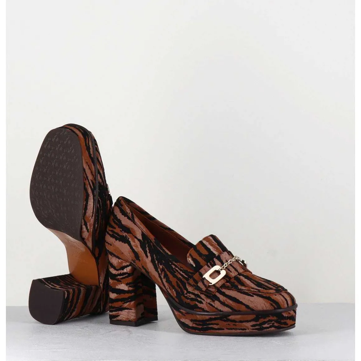 Mocassins A Talon En Cuir Velours Tigre - Bridget Tigre