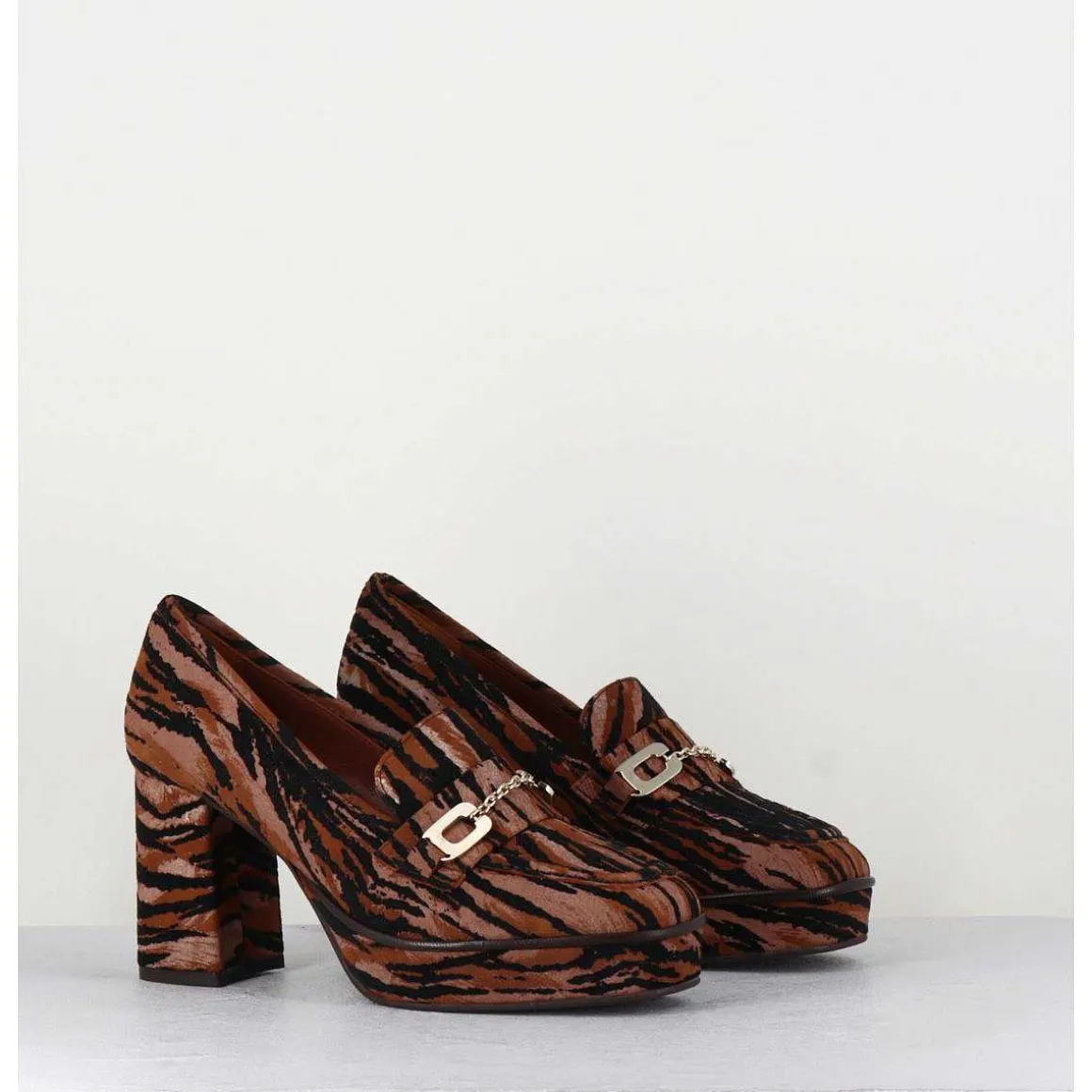 Mocassins A Talon En Cuir Velours Tigre - Bridget Tigre
