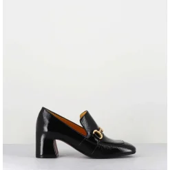 Mocassins A Talon 70S En Cuir Vinyle Noir - H759 Naplak
