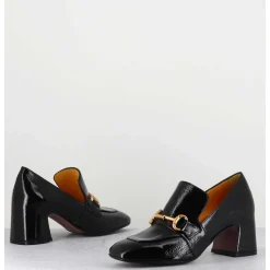 Mocassins A Talon 70S En Cuir Vinyle Noir - H759 Naplak