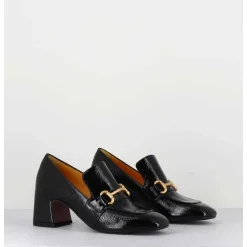 Mocassins A Talon 70S En Cuir Vinyle Noir - H759 Naplak