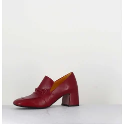 Mocassins A Talon 70S En Cuir Rouge Bout Carre - F511 Seta Red