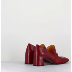 Mocassins A Talon 70S En Cuir Rouge Bout Carre - F511 Seta Red