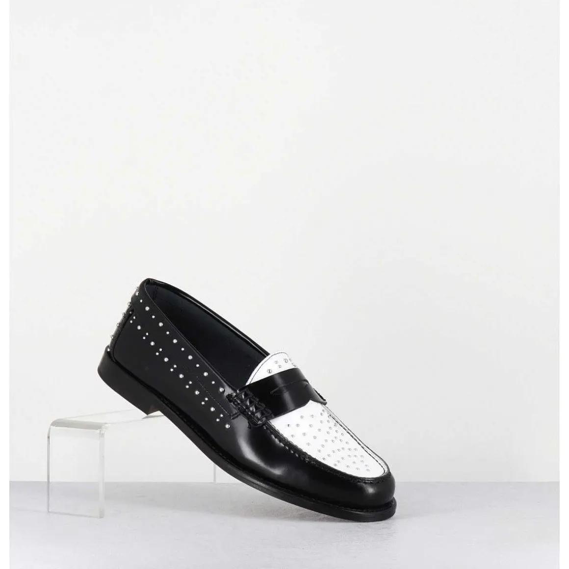 Mocassins Bi-Colores Noir & Blanc Cloutes - Ilay Abra Nero Bianco