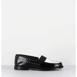 Mocassins Bi-Colores Noir & Blanc Cloutes - Ilay Abra Nero Bianco