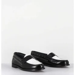Mocassins Bi-Colores Noir & Blanc Cloutes - Ilay Abra Nero Bianco