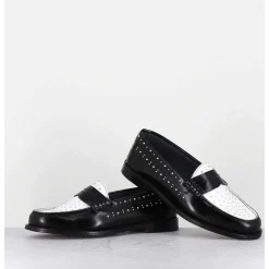 Mocassins Bi-Colores Noir & Blanc Cloutes - Ilay Abra Nero Bianco