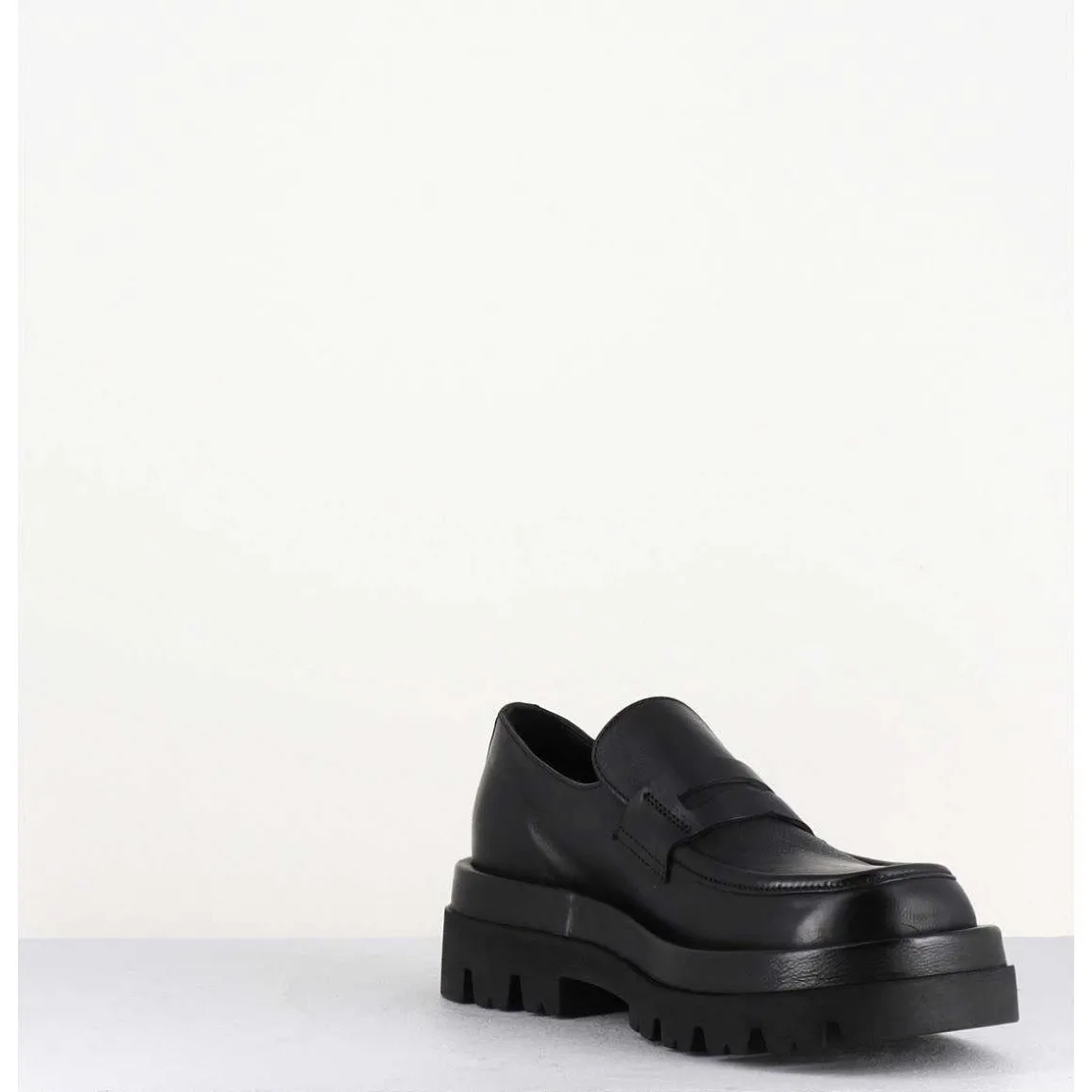 Mocassins Chunky En Cuir Noir - Diwa Nero
