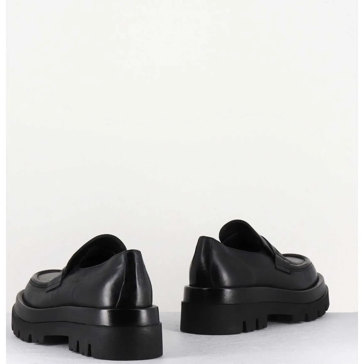 Mocassins Chunky En Cuir Noir - Diwa Nero