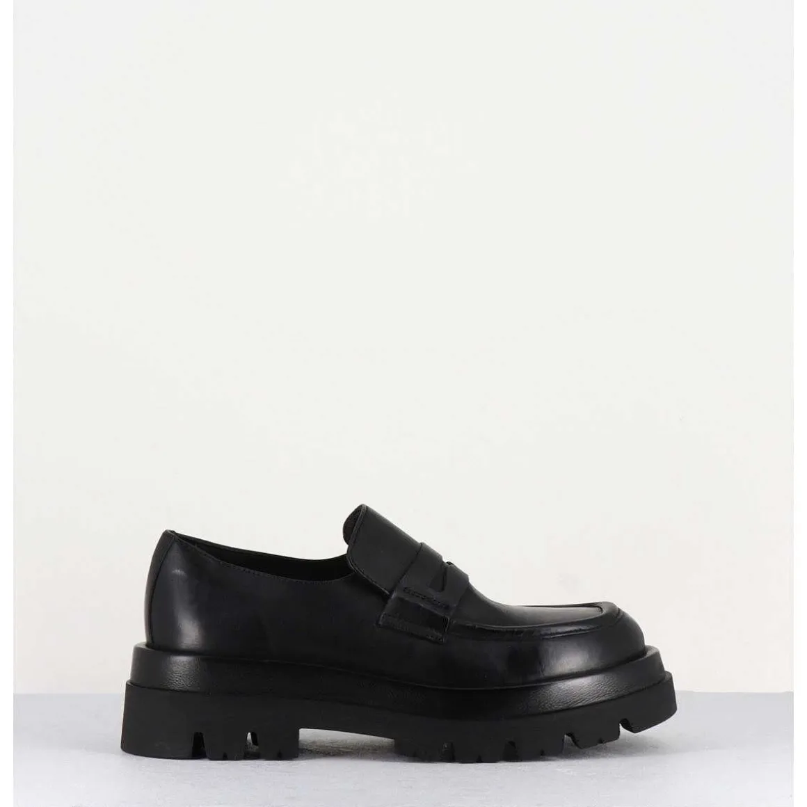 Mocassins Chunky En Cuir Noir - Diwa Nero