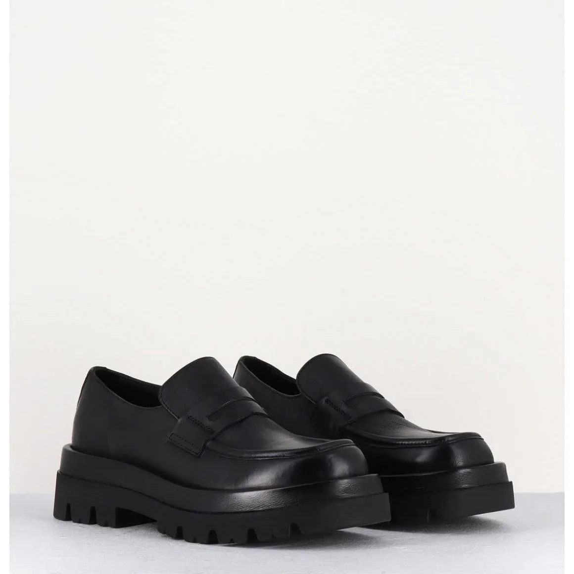 Mocassins Chunky En Cuir Noir - Diwa Nero