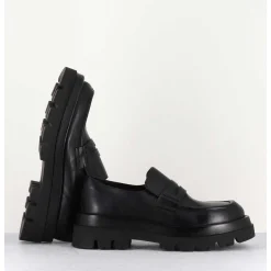 Mocassins Chunky En Cuir Noir - Diwa Nero