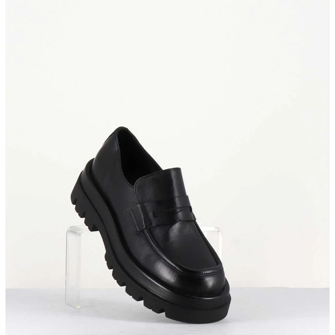 Mocassins Chunky En Cuir Noir - Diwa Nero