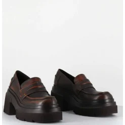 Mocassins Chunky En Cuir Marron Vieilli - E3728 Beta Cuoio