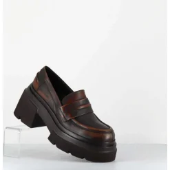 Mocassins Chunky En Cuir Marron Vieilli - E3728 Beta Cuoio