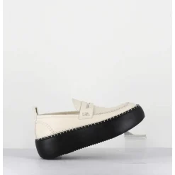 Mocassins Cuir Blanc & Semelle Gomme Noire - A66C Off White